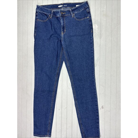 Old Navy Size 8 Womens Jeans Mid Rise Super Skinny Dark Wash Stretch - Picture 1 of 4